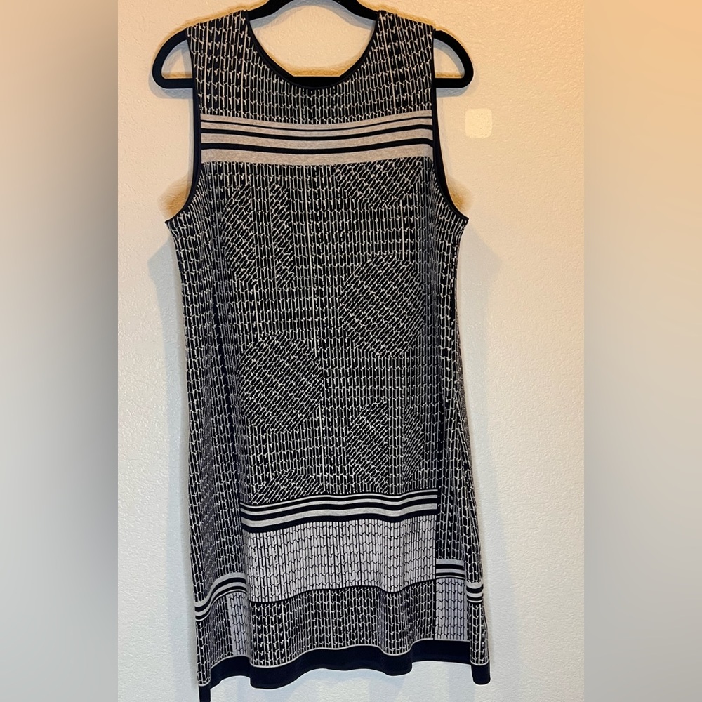 NIC + ZOE Forefront Shift Navy Blue & White Sleeveless Dress Sz XL